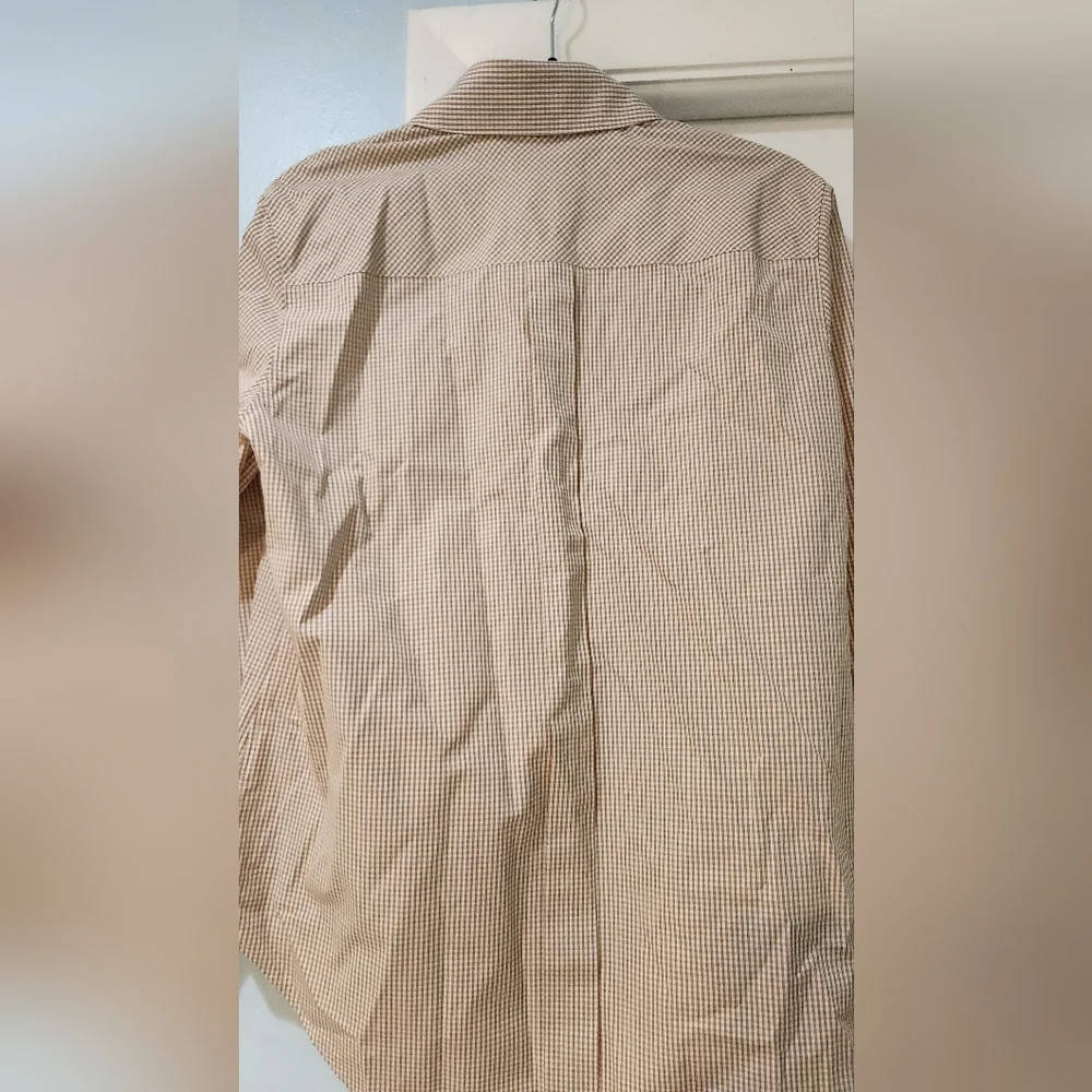 Women's Lafayette 148 Brown/Tan Striped Button Down Shirt, size M - Picture 10 of 10